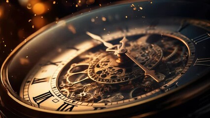 Poster - Close up of a clock face with a blurry background. Suitable for time management concepts.