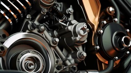 Poster - Detailed view of a motorcycle engine, suitable for mechanic or automotive concepts.