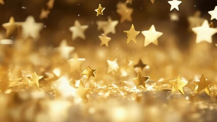 Poster - Golden stars falling from the sky, perfect for festive designs.