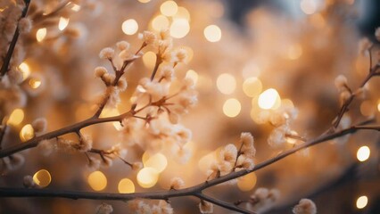 Poster - Close up of a plant with lights in the background. Suitable for nature and interior design concepts.