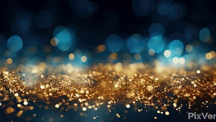 Poster - Vibrant blue and gold background with glowing lights. Perfect for adding a touch of elegance to any design.