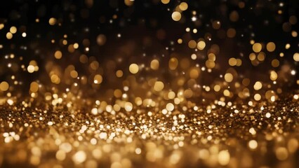 Poster - Shiny gold glitter on a dark black background. Perfect for adding a touch of glamour to your designs.