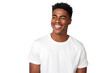 © somsuda - Studio portrait of Handsome African-American man with clean healthy skin and happy smile isolated on transparent png background.