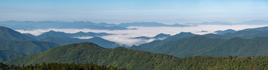 Wall Mural - Foggy Morning in the Valleys of the Appalachian Mountains View from The Blue Ridge Parkway