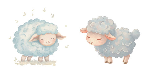 Wall Mural -  cute sheep soft watercolour vector illustration