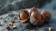 Close-up of hazelnuts within their shells