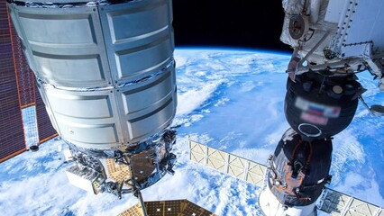 Wall Mural - flying over planet earth. beautiful clouds and atmosphere of earth. view from international space st