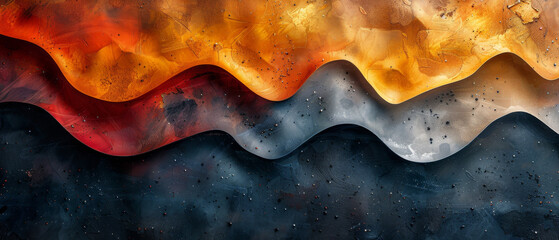 Canvas Print - A Majestic Wave in Orange, Yellow, and Red