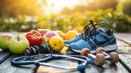 Wall Mural - Health and Lifestyle: Features photographs related to healthy eating, exercise, stress management, and wellness activities