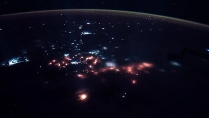 Wall Mural - planet earth at night seen from space in real time. glowing cities illumination of earth. view from 
