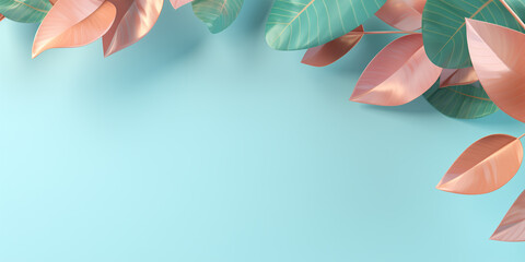 Sticker - 3d background with leaves, copy space