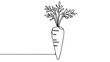© artisttop - Carrot vegetable in one continuous line art drawing style. Growing carrot plant minimalist black linear sketch.