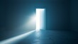 Light Streaming Through Open Door in Dark Room
