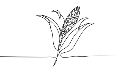 Wall Mural - One continuous single drawing line art doodle food, illustration, corn, natural, maize.