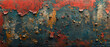 This image features a gorgeously weathered abstract surface with red rust and worn textures