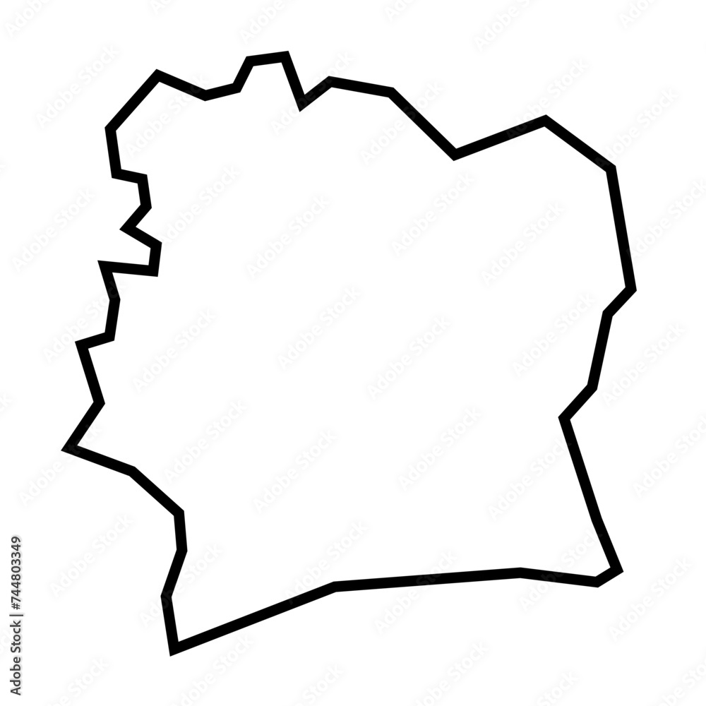 Ivory Coast country thick black outline silhouette. Simplified map ...