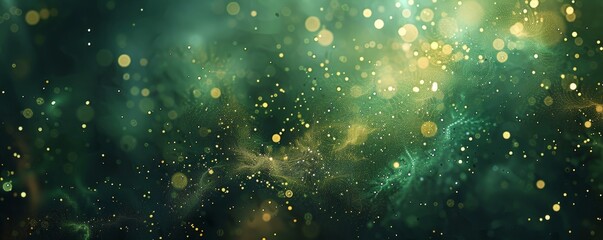 Wall Mural - Sparkling green and gold glitter, abstract background