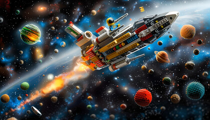 Lego Spaceship and planets