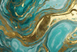 Acrylic Fluid Art Spots of gold inclusions and aquamarine waves Abstract Marbleized background or te