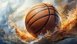 High-quality. Basketball ball over white background. 
