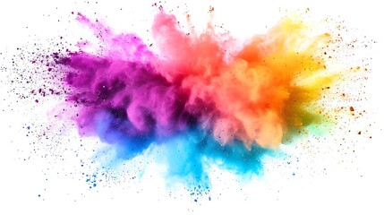 Colorful Holi powder on white background