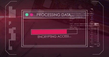 Wall Mural - Animation of data processing over computing board