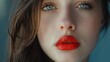 © areefa - Gorgeous makeup model advertising red lipstick shade, red lipstick ad