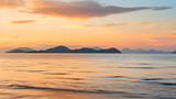 Fototapeta Zachód słońca - Serene Sundown in the Gulf: A Transparent Dance of Colors Between Sky, Sea, and Land