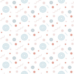 Poster - Abstract Geometric seamless pattern. Colorful circles dots wavy lines. Modern rings line background for wallpaper, cover, poster
