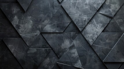 Poster - Black triangular abstract background, Grunge surface