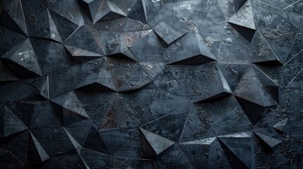 Poster - Black triangular abstract background, Grunge surface