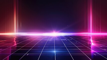 Poster - Elegant futuristic light and reflection with grid line background
