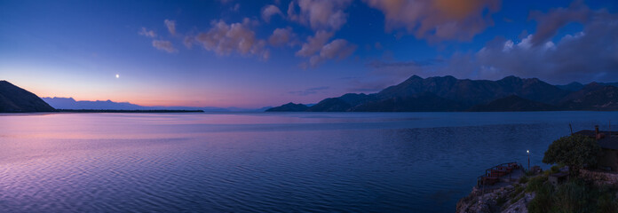 Wall Mural - skadar lake in montenegro summer night before sunrise panorama