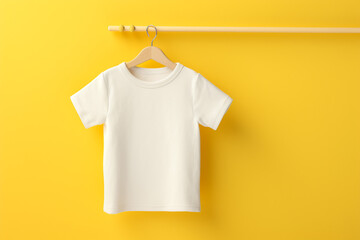 Wall Mural - Blank yellow t-shirt against grunge background