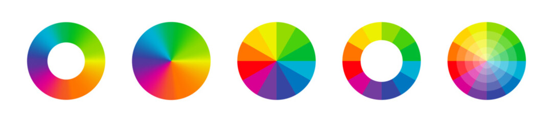 Color wheels. Color spectrum. Color palette. RGB color wheel. Color picker.