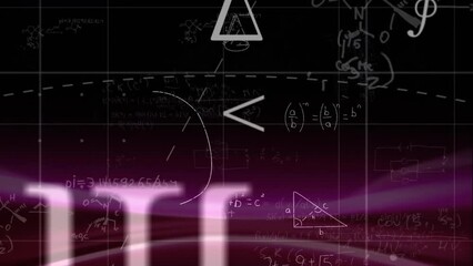 Poster - Animation of mathematical equations and symbols on black background