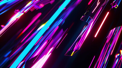 Wall Mural - 3D Futuristic abstract abstract futuristic background. Neon lines, glow . Motion graphic for abstract data center, server, internet, speed.