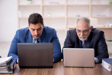 Wall Mural - Two male employees working in the office