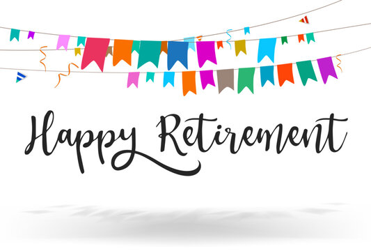 Happy Retirement lettering card, banner design