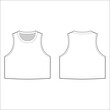 © Design_fdnk - Women Ribbed sleeveless Lettuce hem Crop Top round neck vest tank top t shirt blouse flat sketch technical drawing template design vector