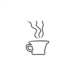 Wall Mural - line art illustration for a cup filled with a smoky hot drink