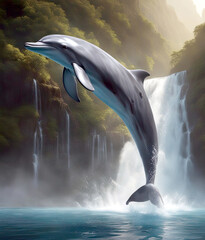 Wall Mural - Dolphin jumping high