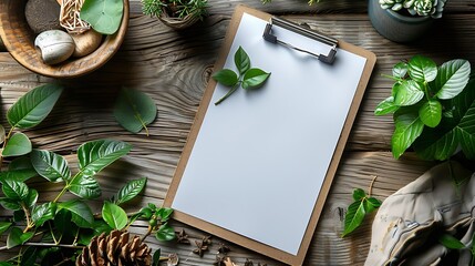 Poster - Generative AI : Photo of clipboard with a blank sheet of paper on light wooden background with plenty of copy space.