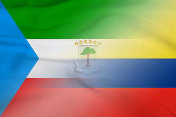 Poster - Equatorial Guinea and Colombia official flag international contract COL GNQ