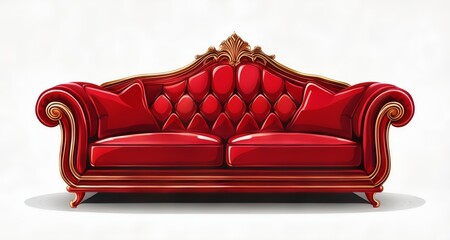 Poster -  Elegance meets comfort in this luxurious red sofa