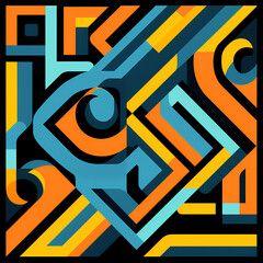 Poster - An abstract geometric pattern in bold contrasting  colors