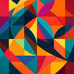 Sticker - An abstract geometric pattern in bold contrasting  colors