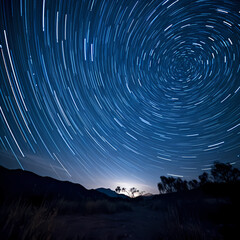 Poster - Time-lapse of stars moving across the night sky. 