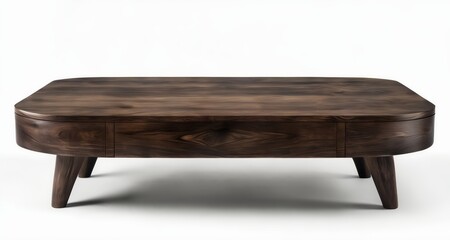 Poster -  Elegant wooden coffee table with curved legs and drawer