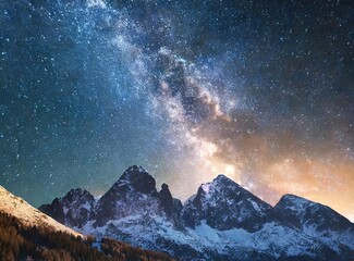 Canvas Print - Milky way on the mountains